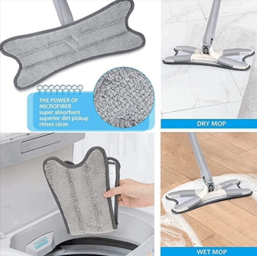 Microfiber X Type 360 Degree Flat Hand-Free Wash Mop