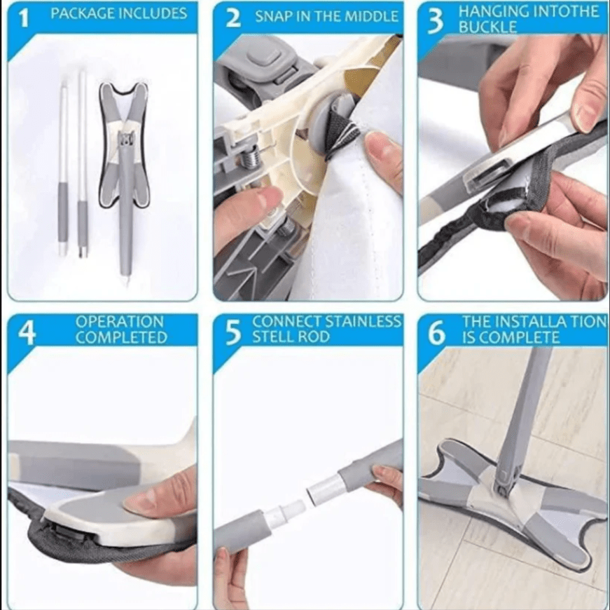 Microfiber X Type 360 Degree Flat Hand-Free Wash Mop